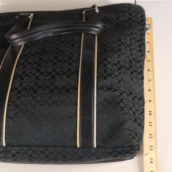 Coach D1069-F77142 Extra Large Signature Tote Bag Jacquard Canvas Zip Top Black - Picture 10 of 16